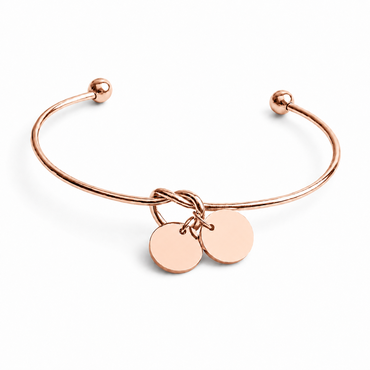 Rose Gold Personalized Double Charm Cuff Bracelet