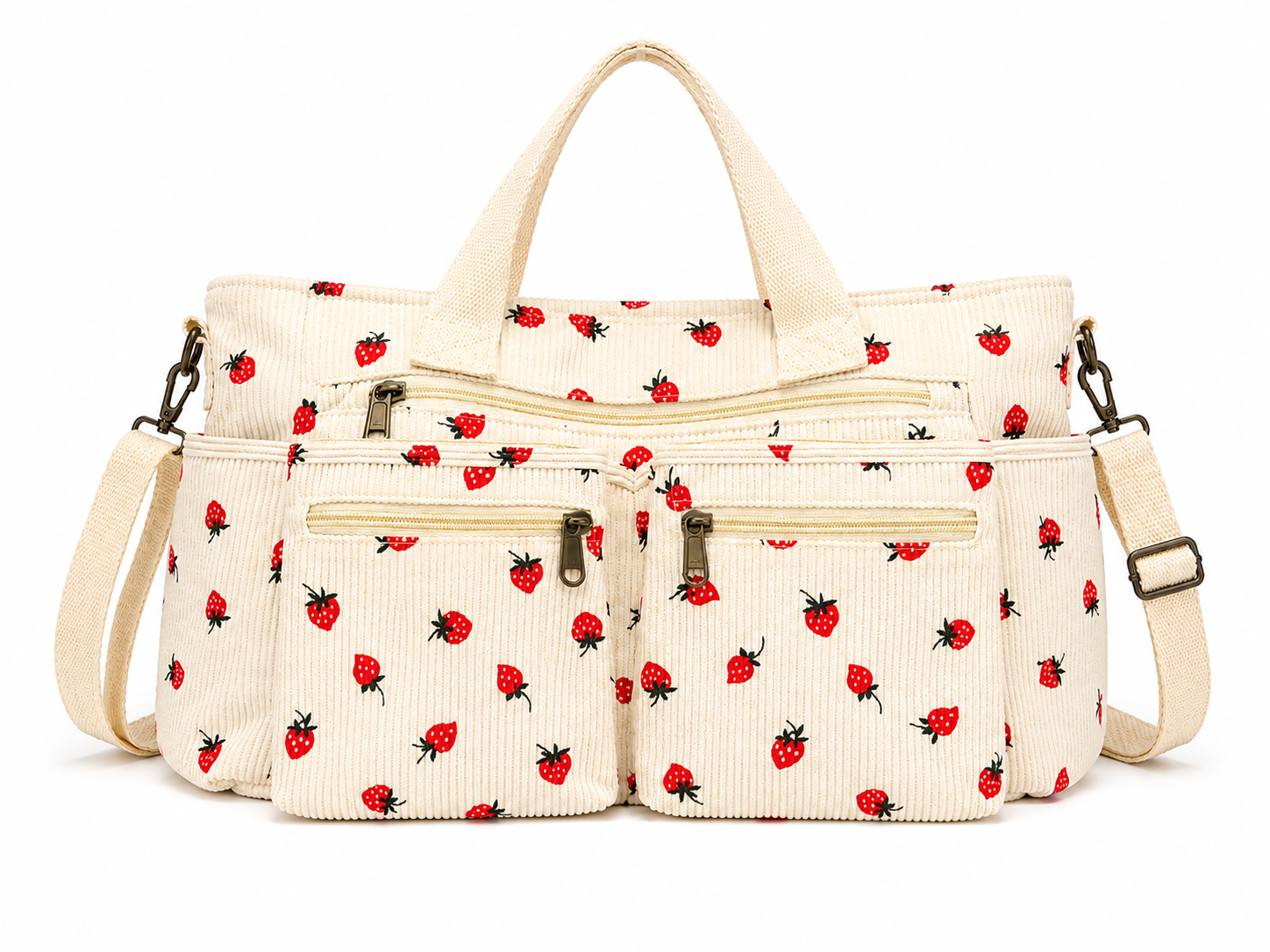 Strawberry Corduroy Tote Bag