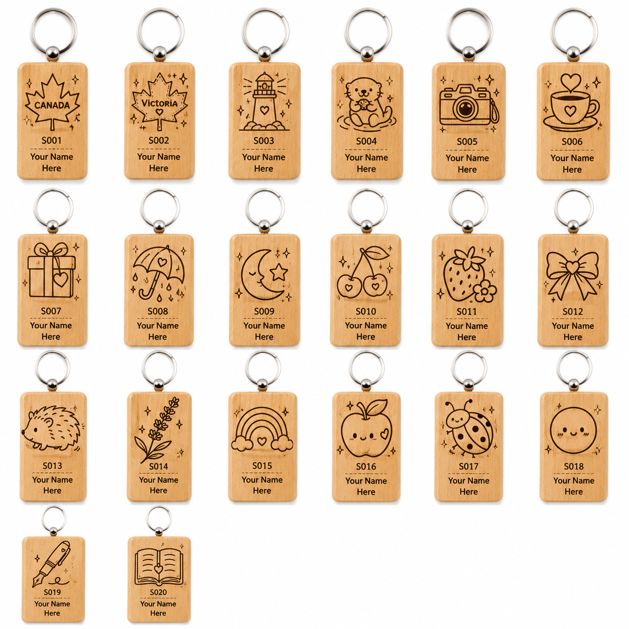 Custom Beech Wood Keychain