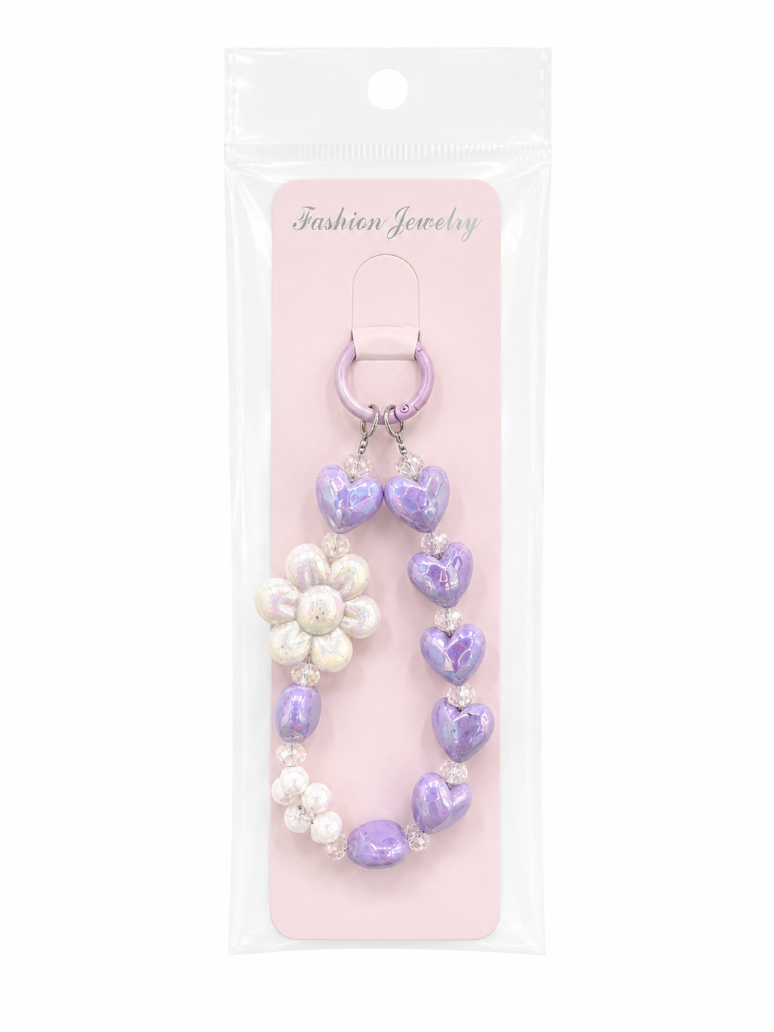 Pastel Heart & Flower Beaded Phone Charm