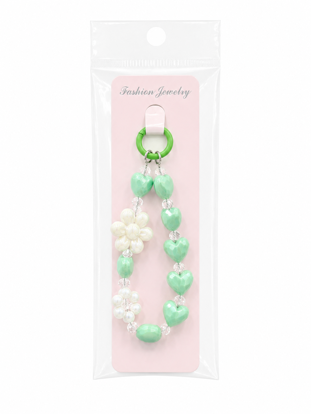 Pastel Heart & Flower Beaded Phone Charm
