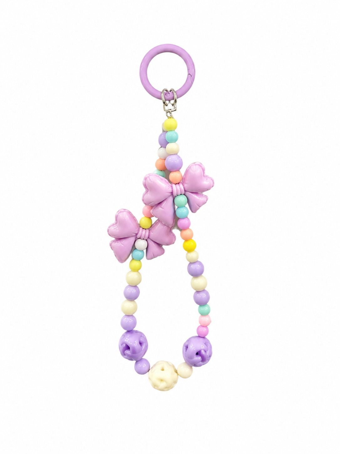 Pastel Bow Beaded Phone Charm