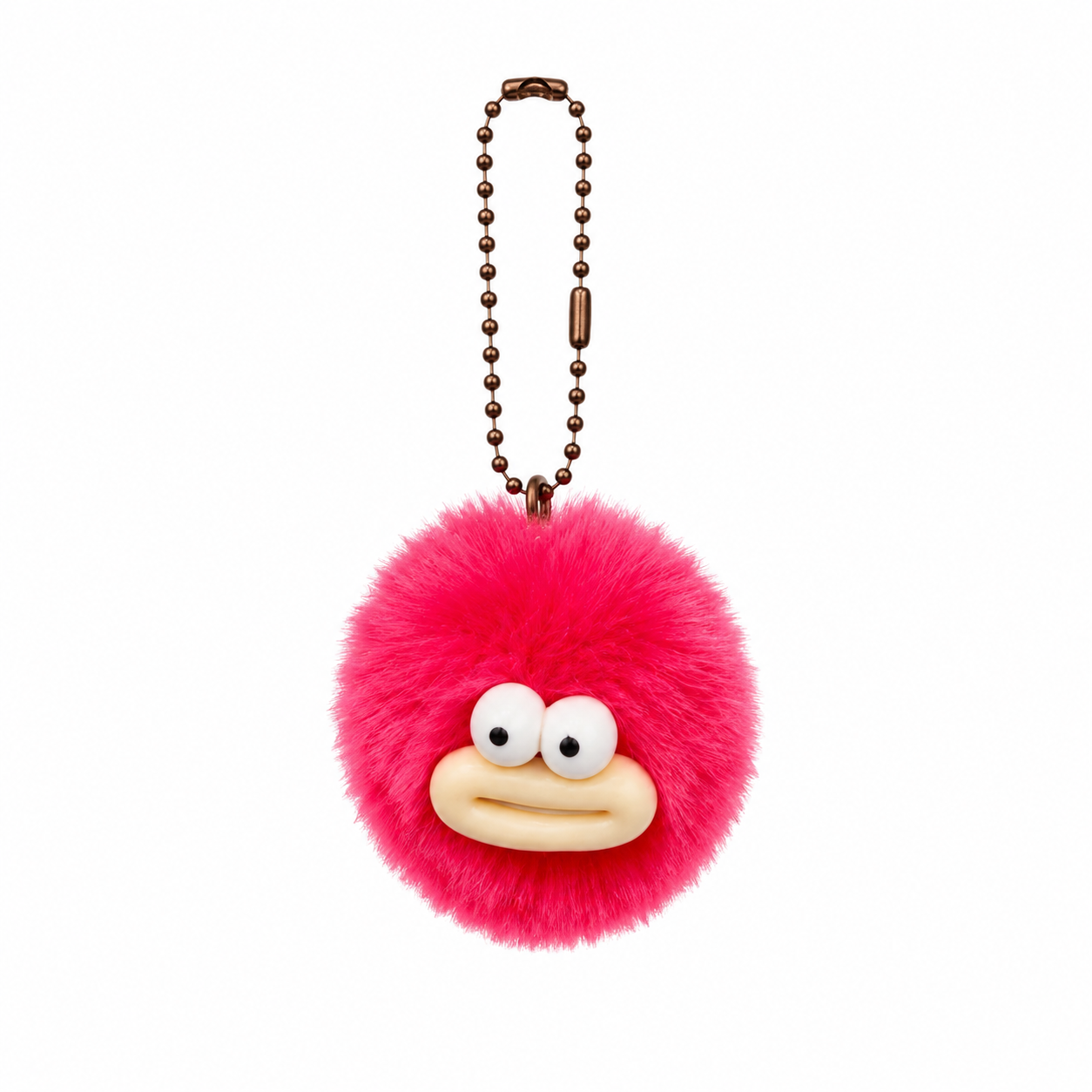 Fluffy Face Pom Pom Bag Charm Keychain