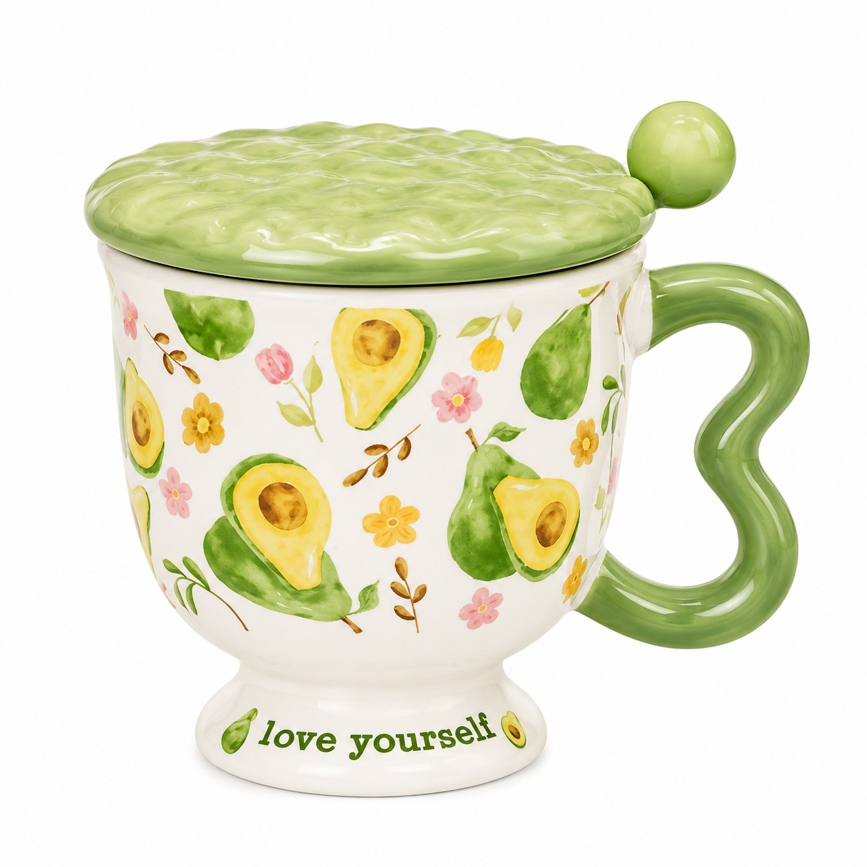 Avocado Ceramic Mug with Lid
