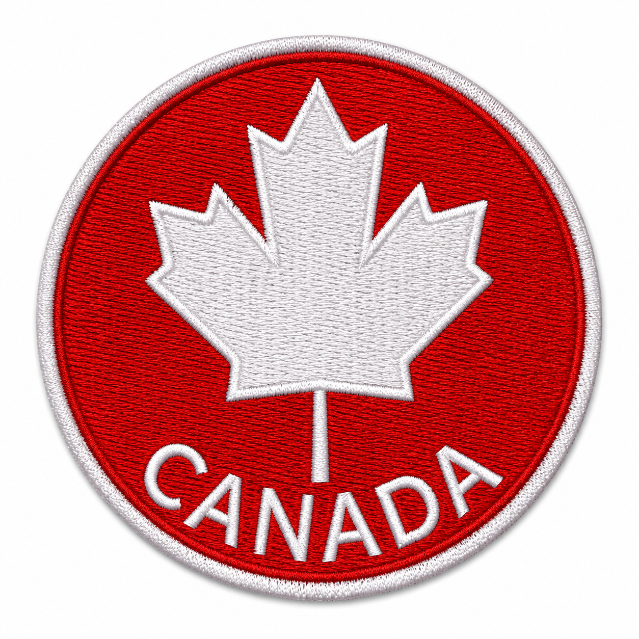 Round Canada Maple Leaf Iron On Patch