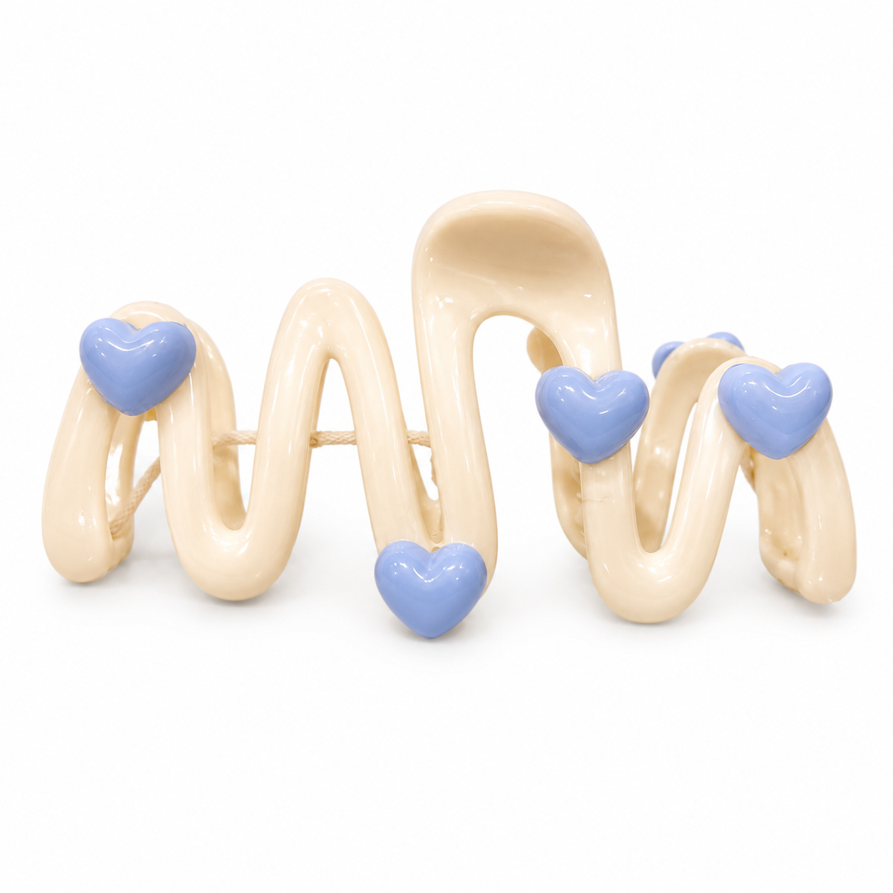Blue Heart Wavy Hair Claw Clip