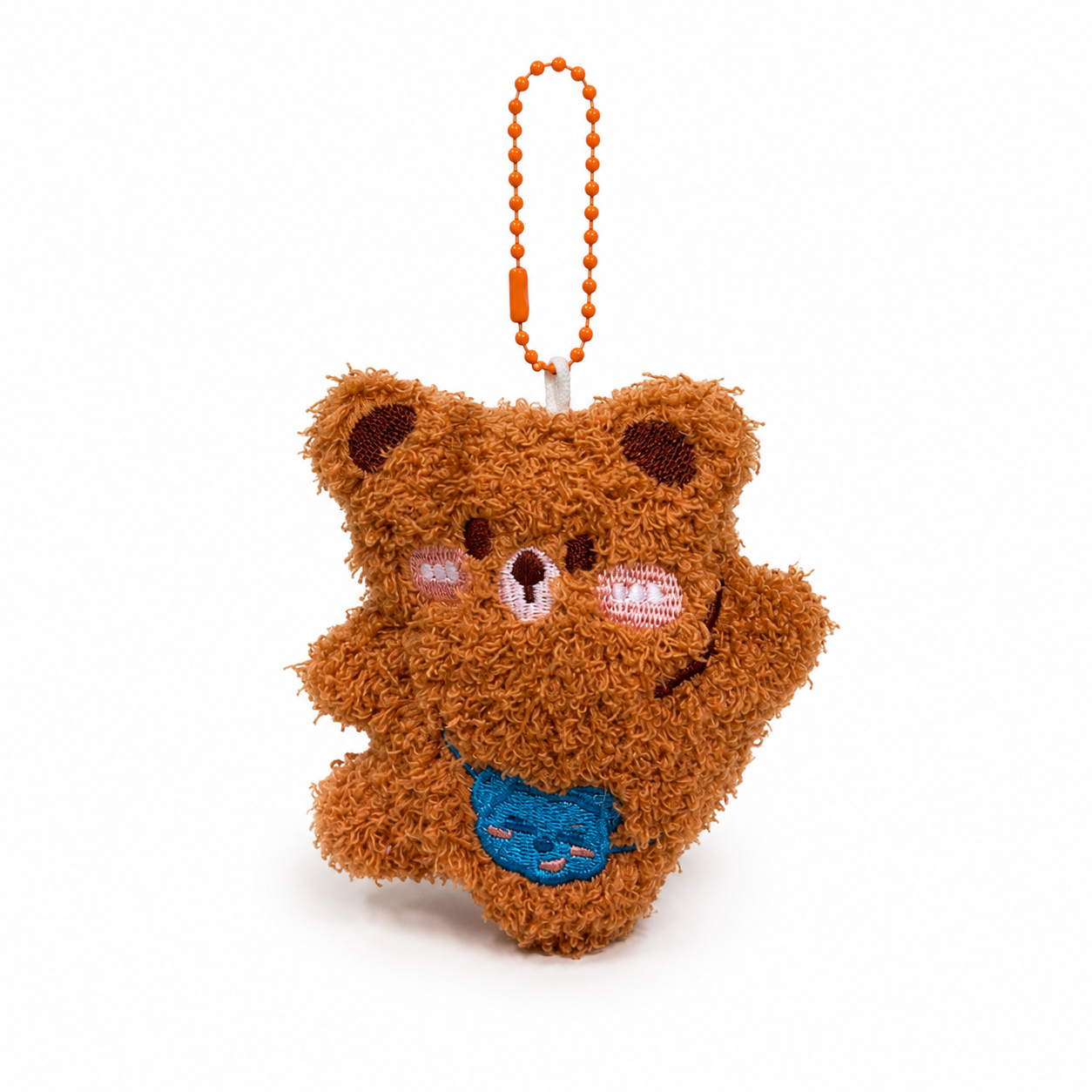 Curly Teddy Bear Plush Keychain