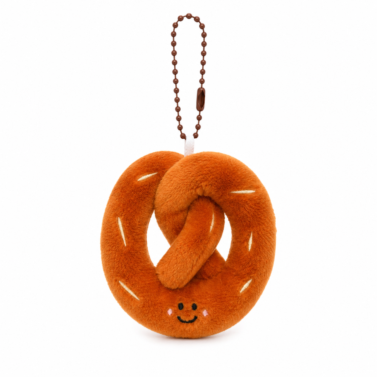 Smiley Pretzel Plush Keychain