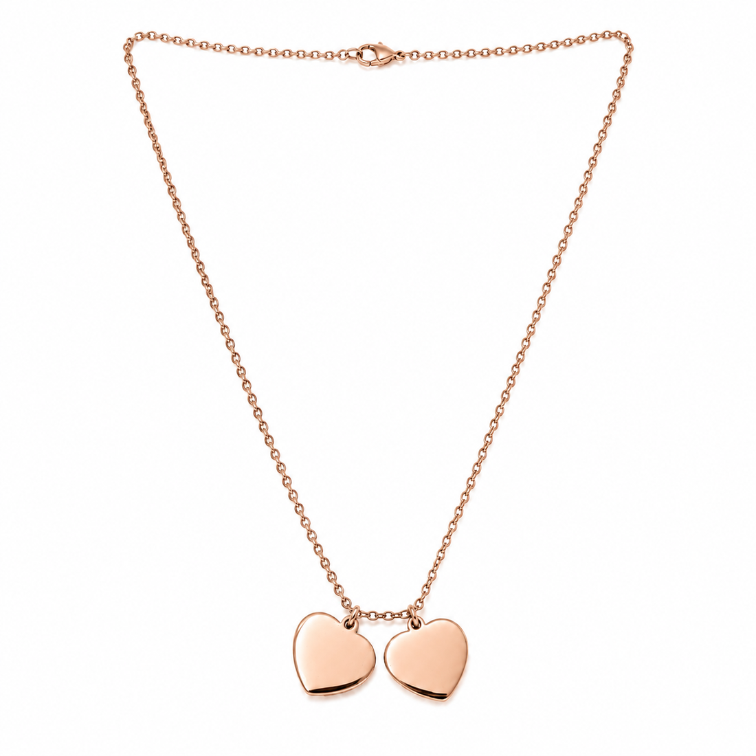 Rose Gold Personalized Initial Heart Charm Necklace
