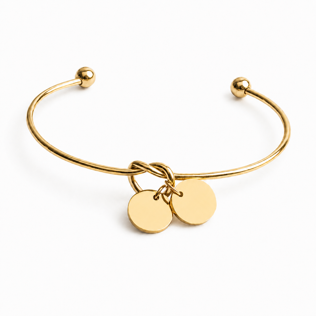 Gold Personalized Double Charm Cuff Bracelet