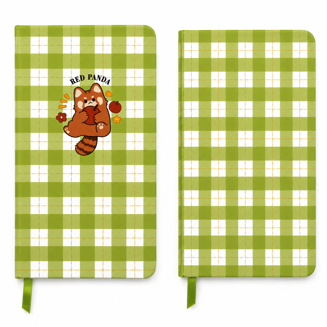 Red Panda Gingham Hardcover Notebook