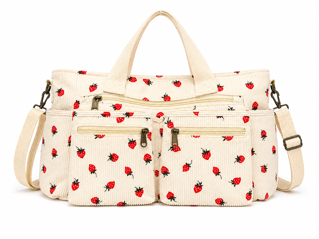 Strawberry Corduroy Tote Bag