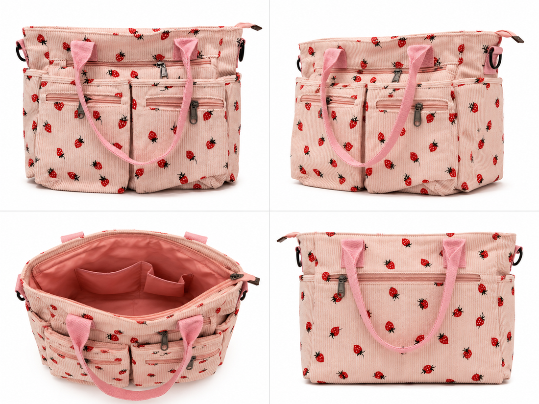Strawberry Corduroy Tote Bag