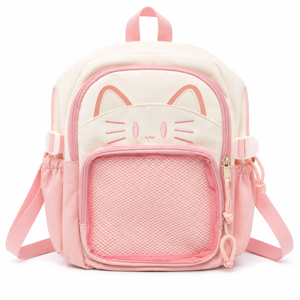 Pastel Cat Face Mesh Backpack