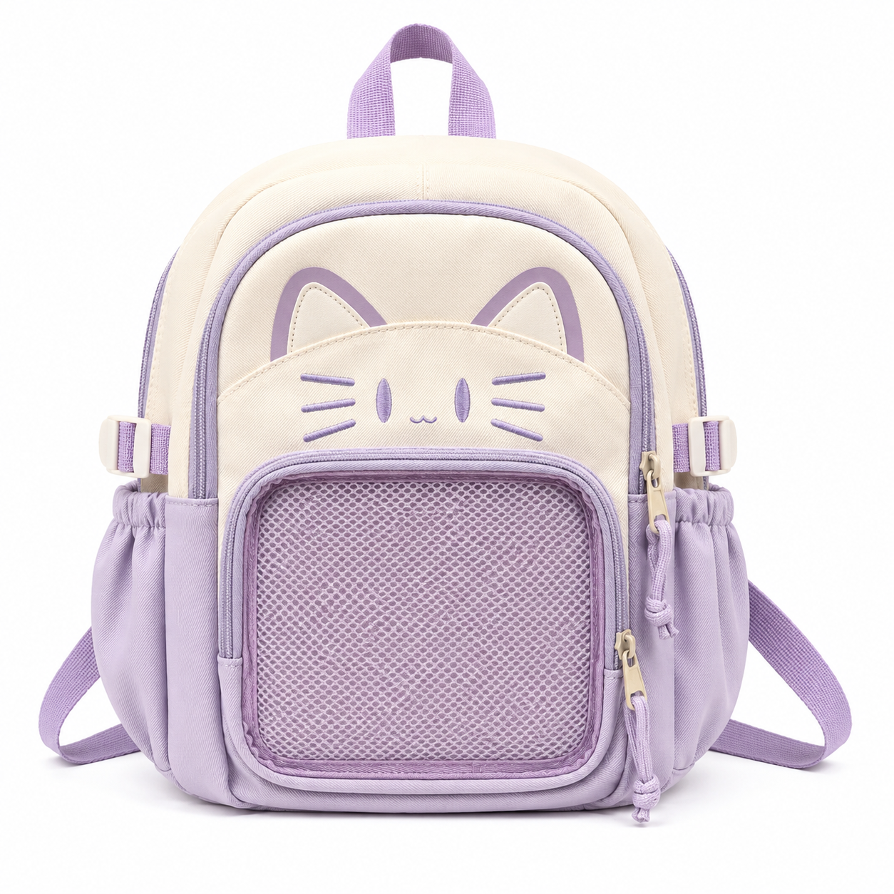 Pastel Cat Face Mesh Backpack