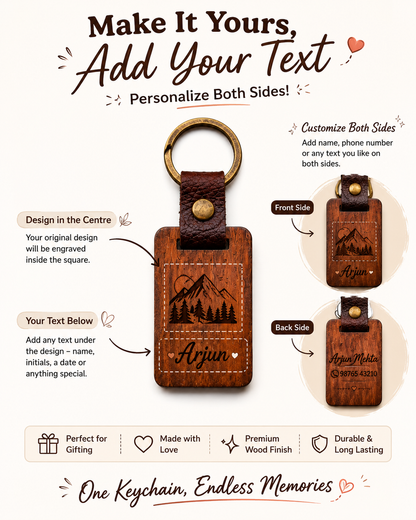 Personalized Walnut Wood Keychain