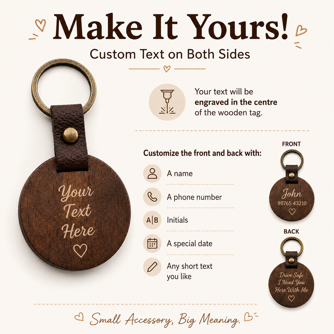 Personalized Walnut Wood Keychain