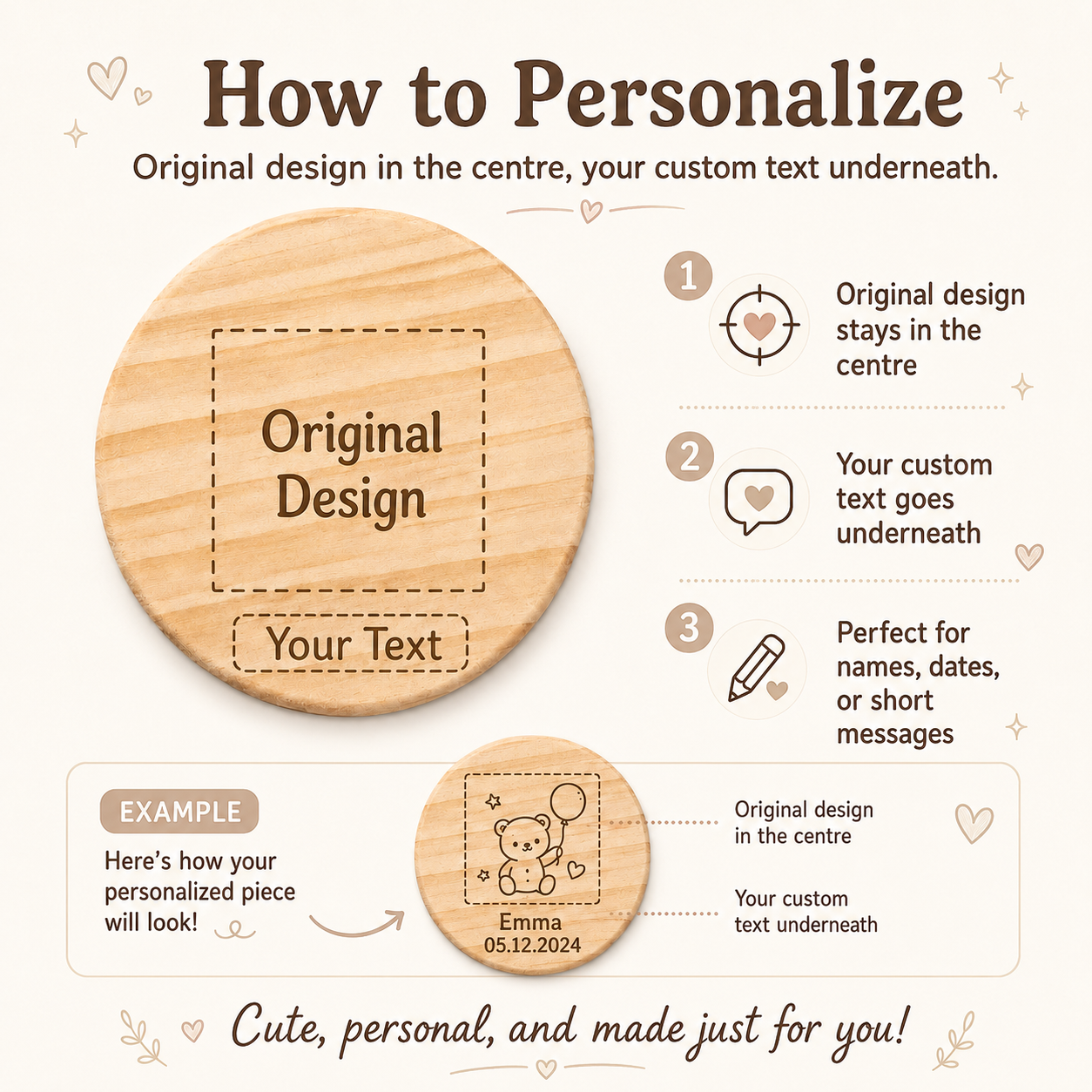 Personalized Wooden Coaster – Round