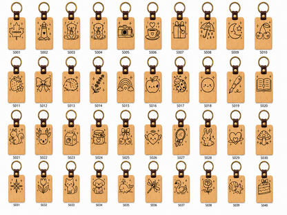 Personalized Beech Wood Keychain Rectangle