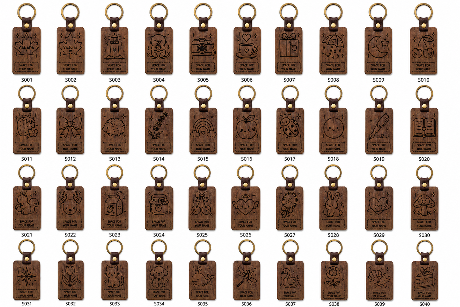 Personalized Walnut Wood Keychain
