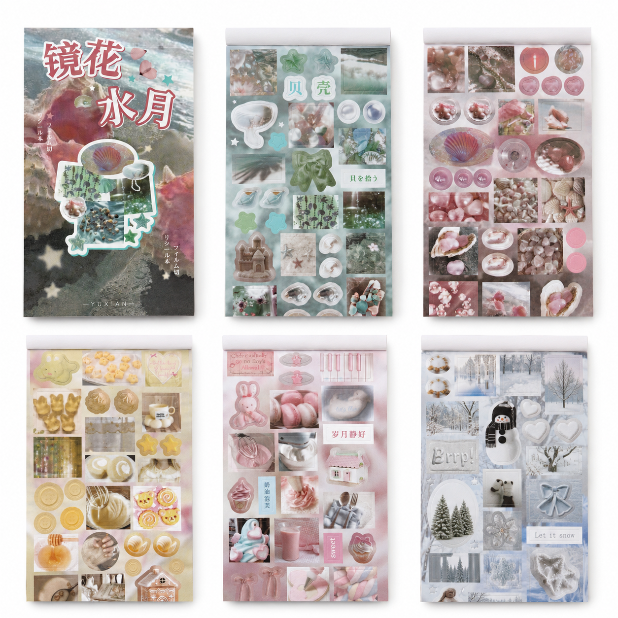 Mirror Flower Water Moon Pastel Sticker Book