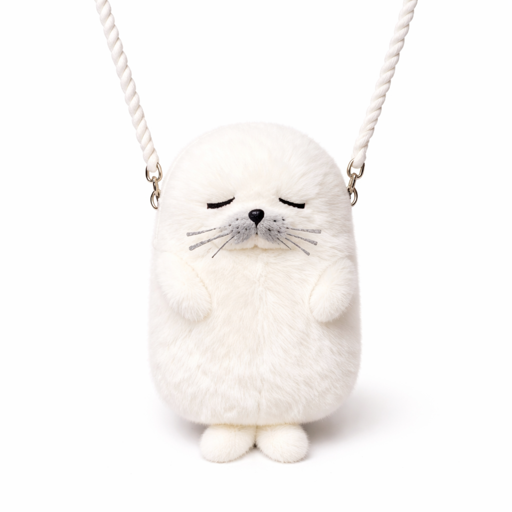 Sleeping Seal Plush Crossbody Bag