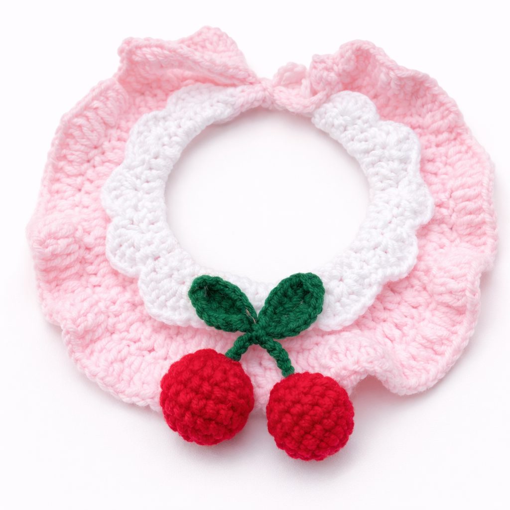 Handmade Cherry Pet Collar for Cats and Small Dogs