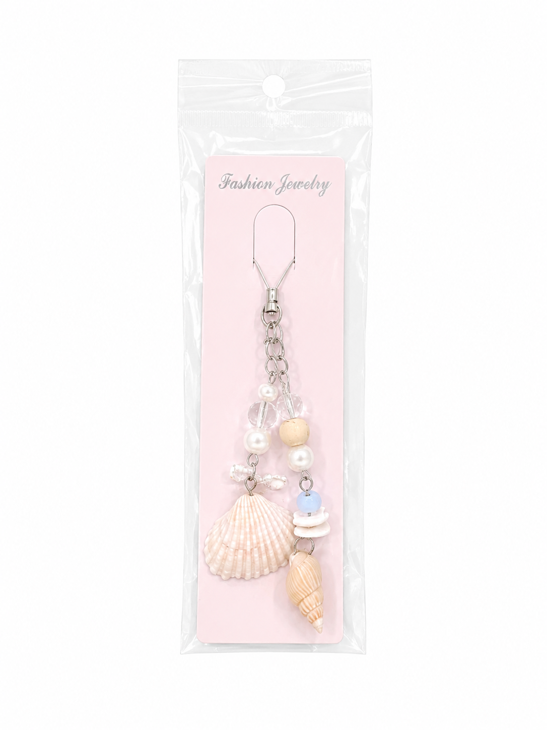 Pastel Seashell Beaded Phone Charm
