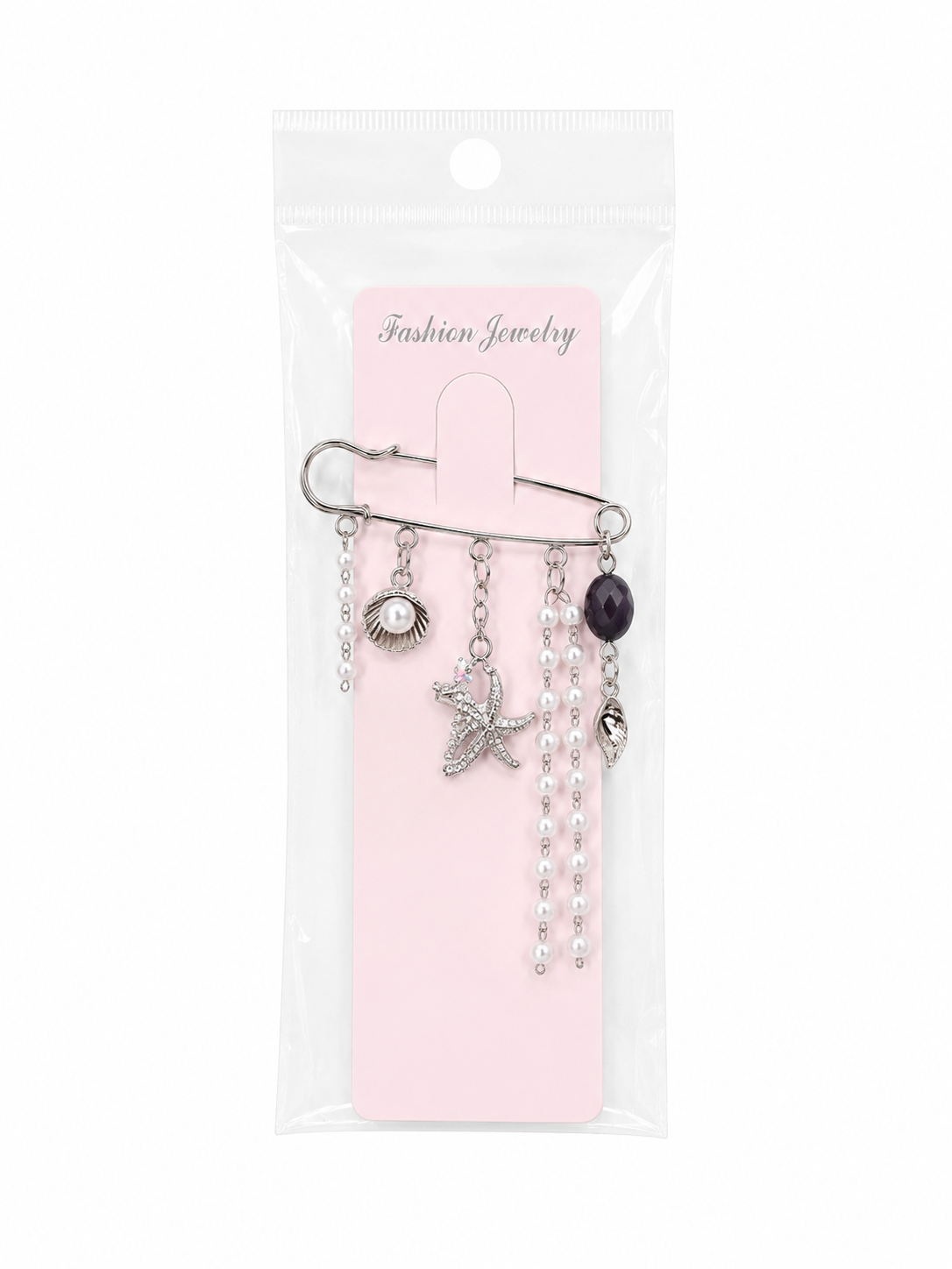 Pearl Starfish Safety Pin Brooch