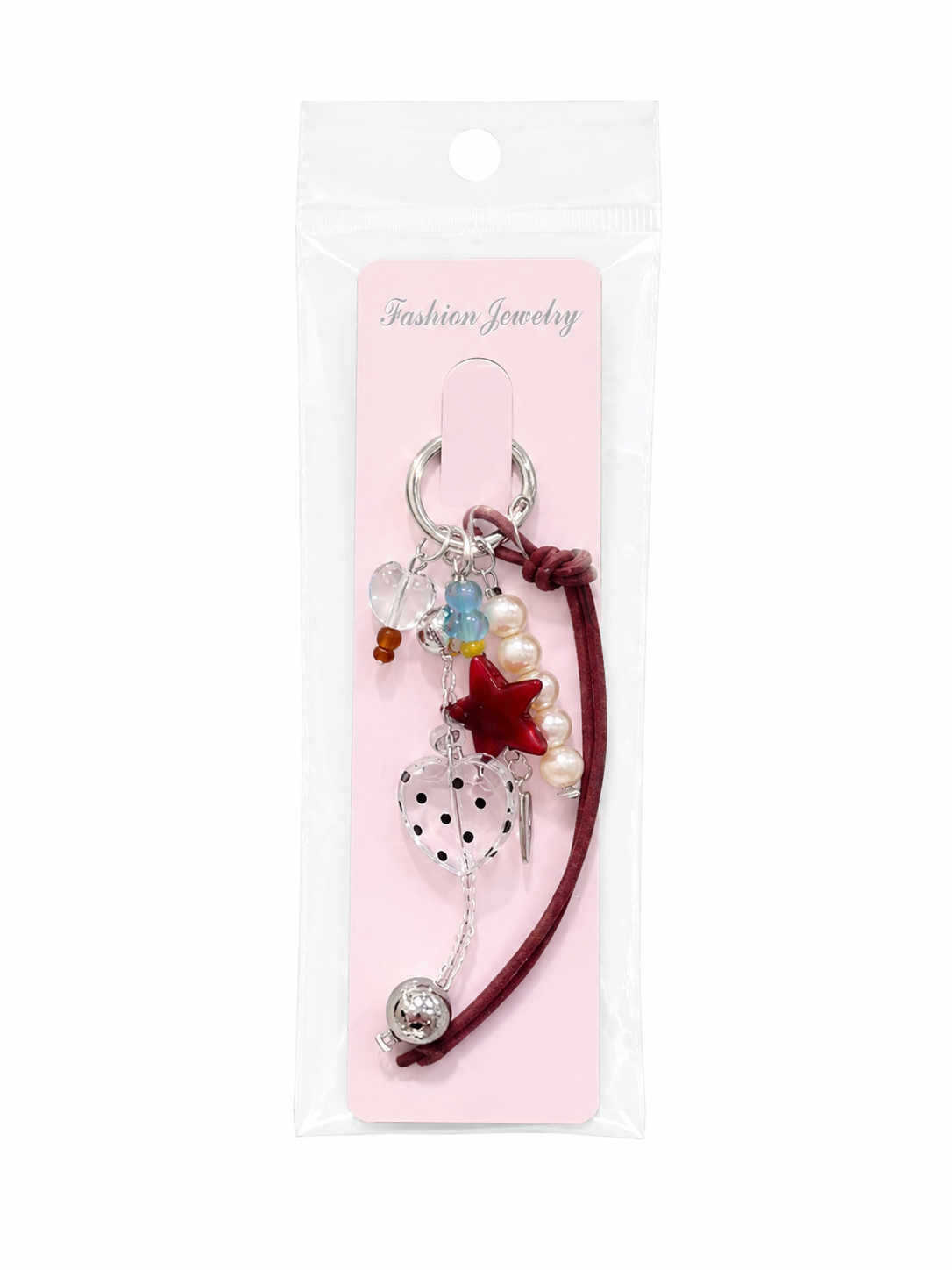 Red Star Pearl Charm Keychain