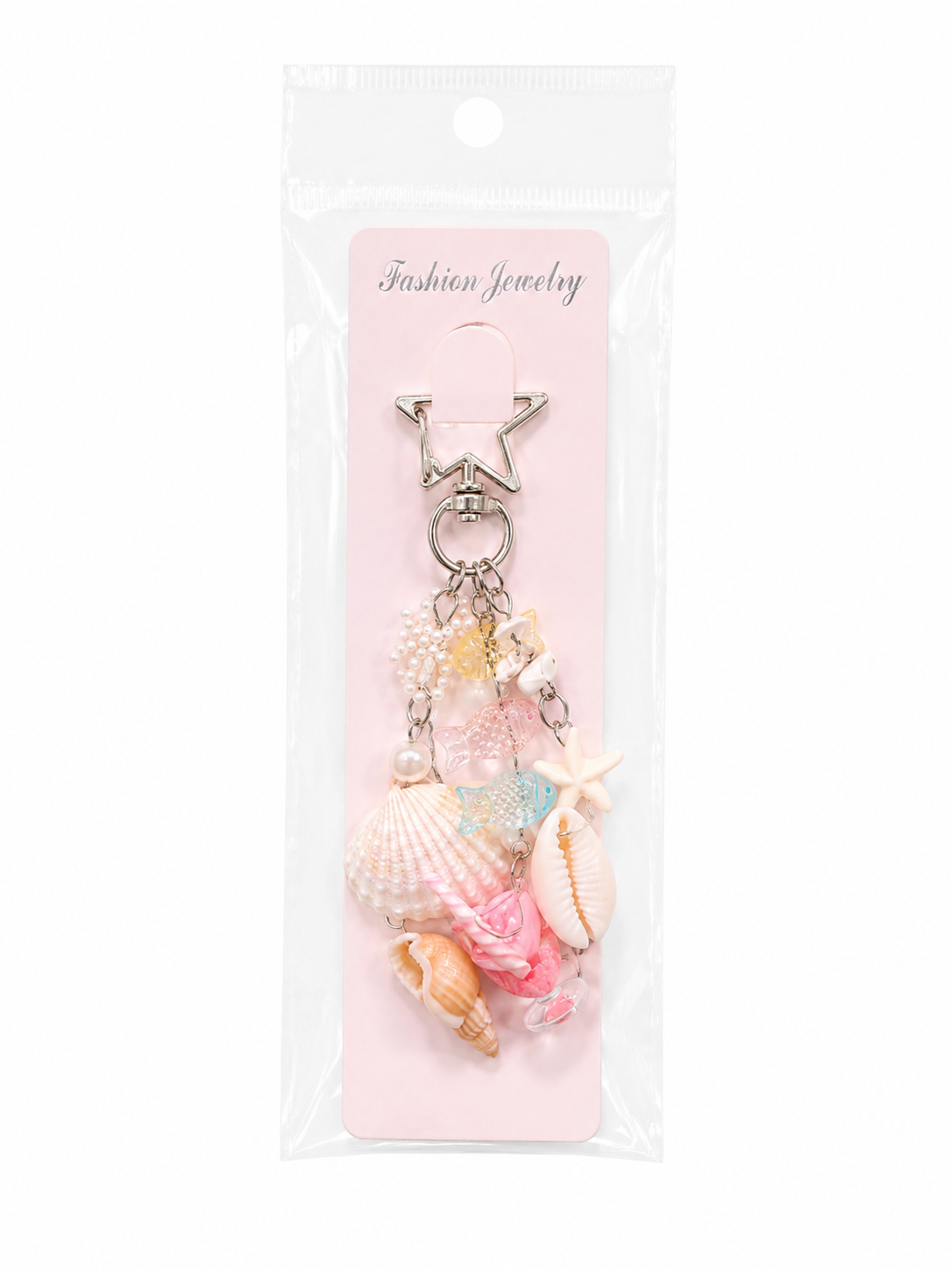 Pastel Ocean Shell Charm Keychain