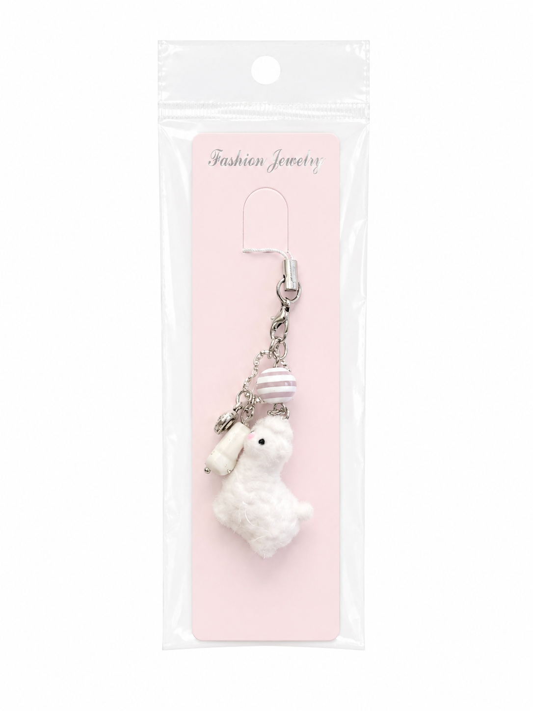 White Bunny Plush Phone Charm