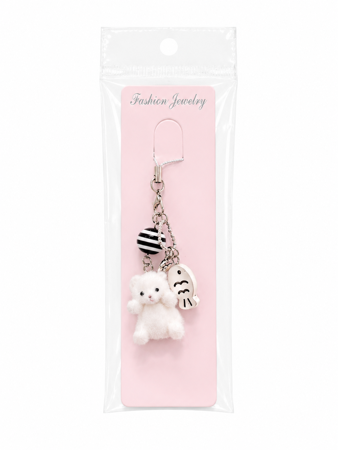 White Teddy Fish Phone Charm