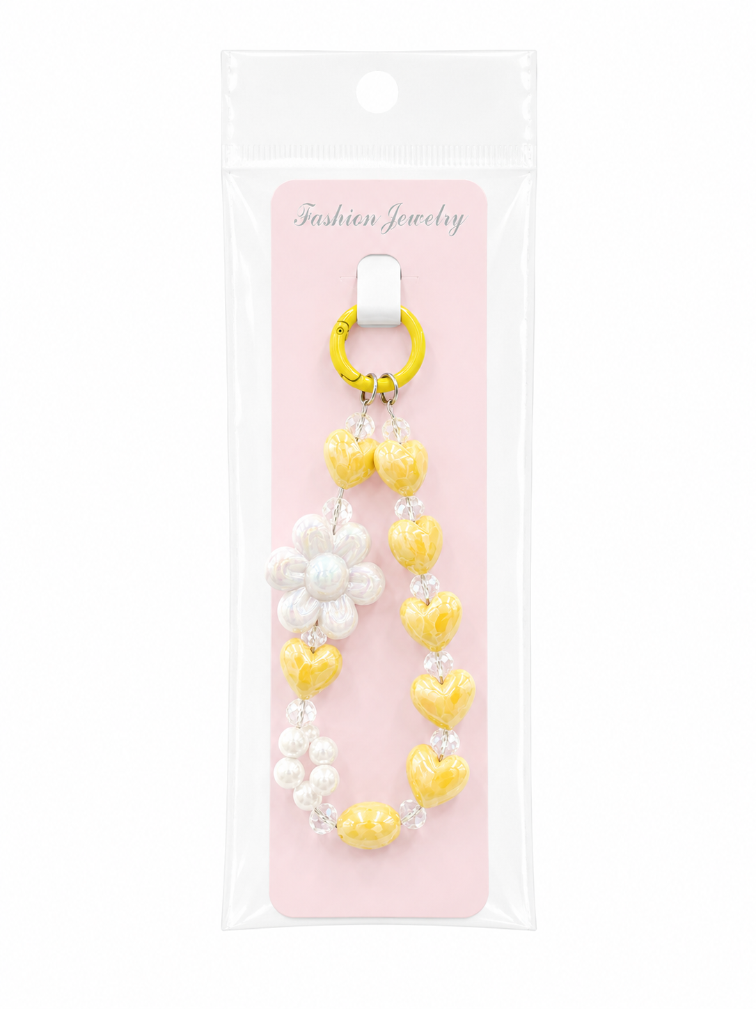 Pastel Heart &amp; Flower Beaded Phone Charm