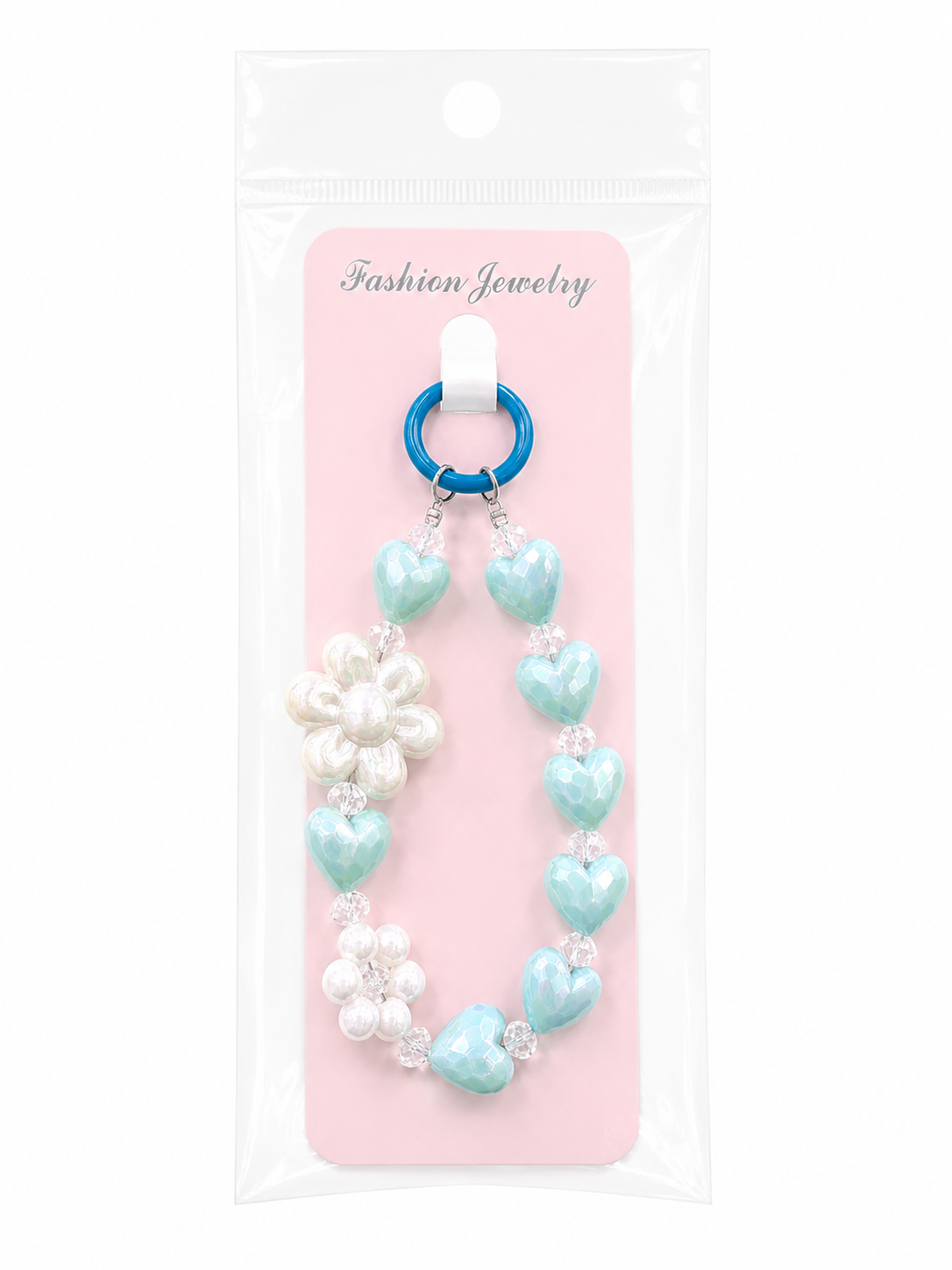 Pastel Heart &amp; Flower Beaded Phone Charm