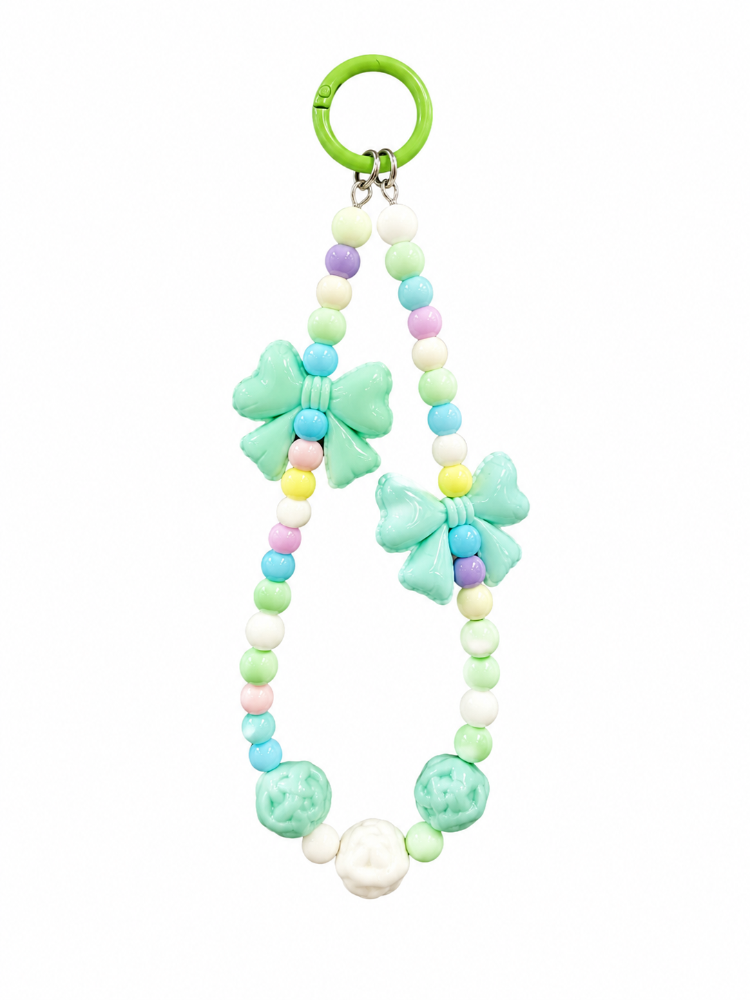 Pastel Bow Beaded Phone Charm