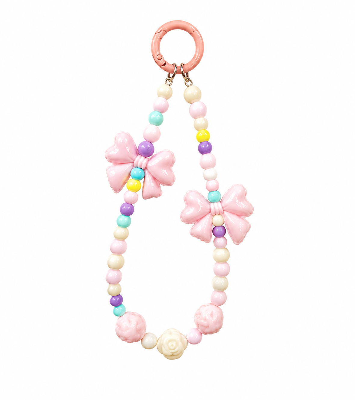 Pastel Bow Beaded Phone Charm
