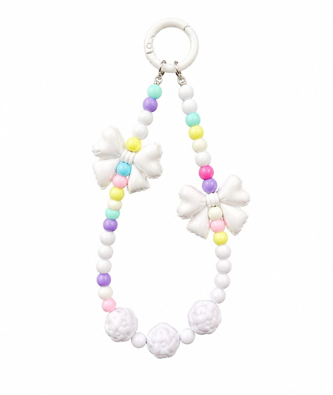 Pastel Bow Beaded Phone Charm
