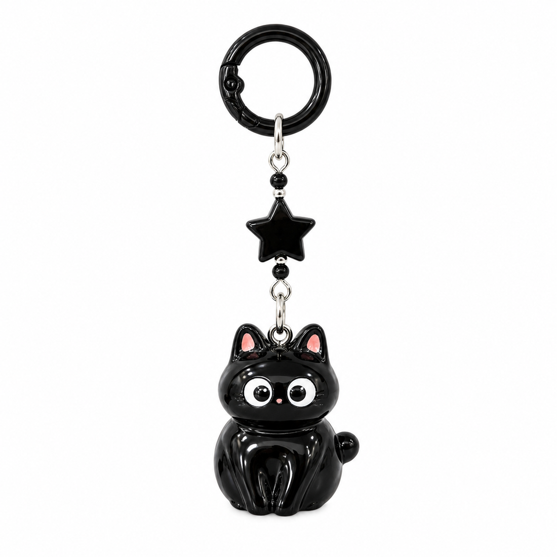 Black Cat Star Charm Keychain