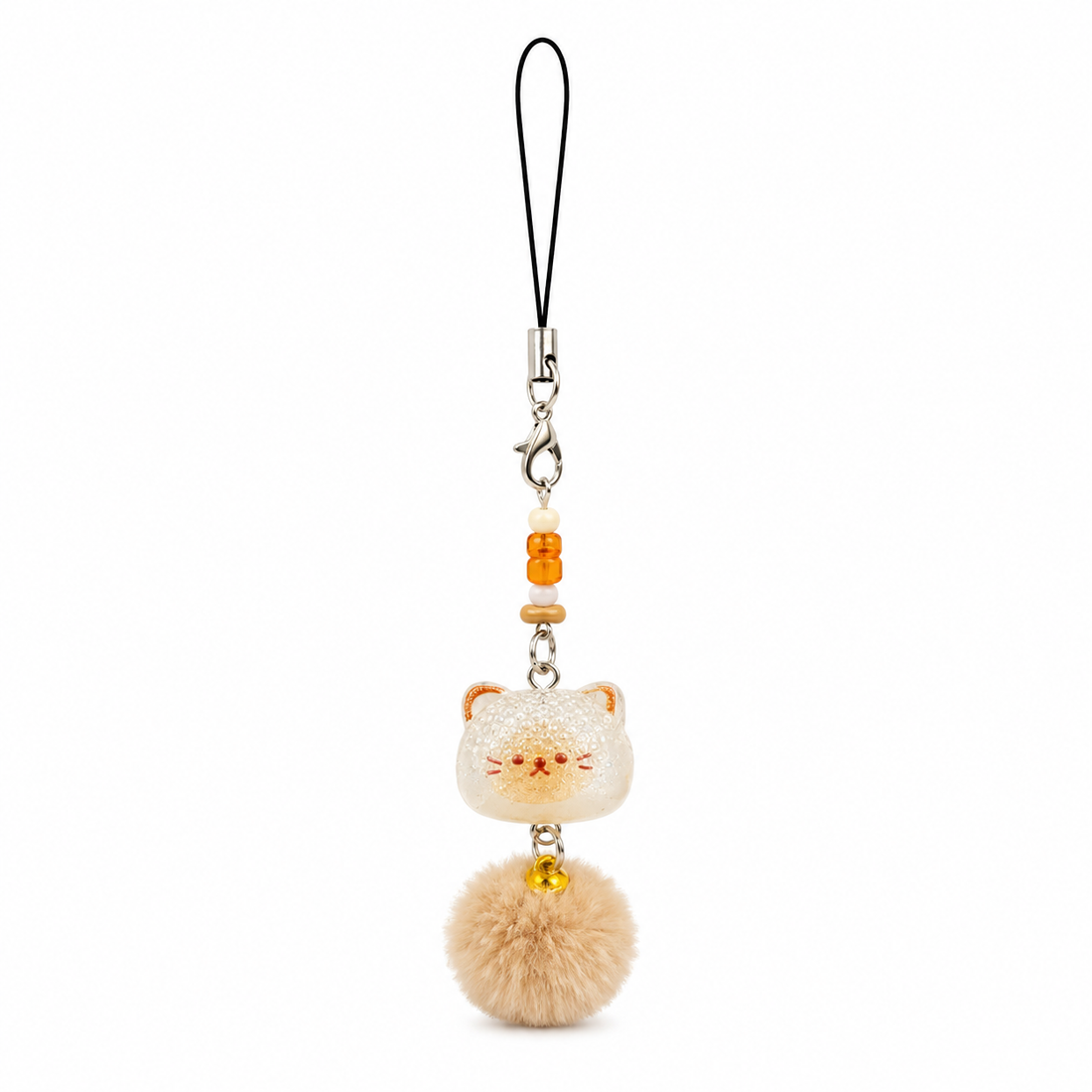 Sparkly Cat Pom Pom Phone Charm