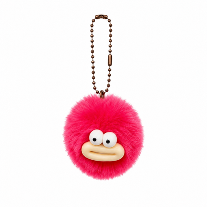 Fluffy Face Pom Pom Bag Charm Keychain