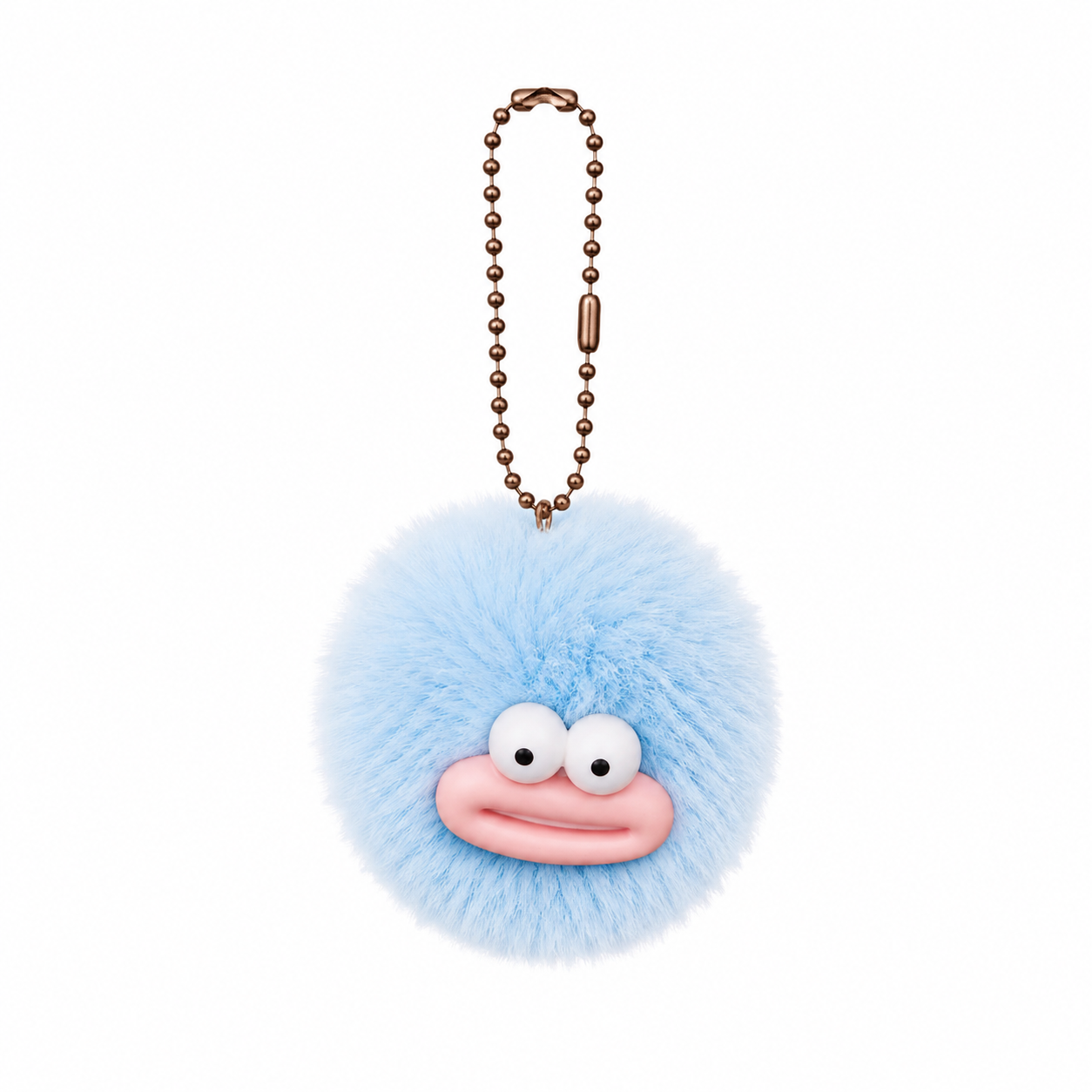 Fluffy Face Pom Pom Bag Charm Keychain