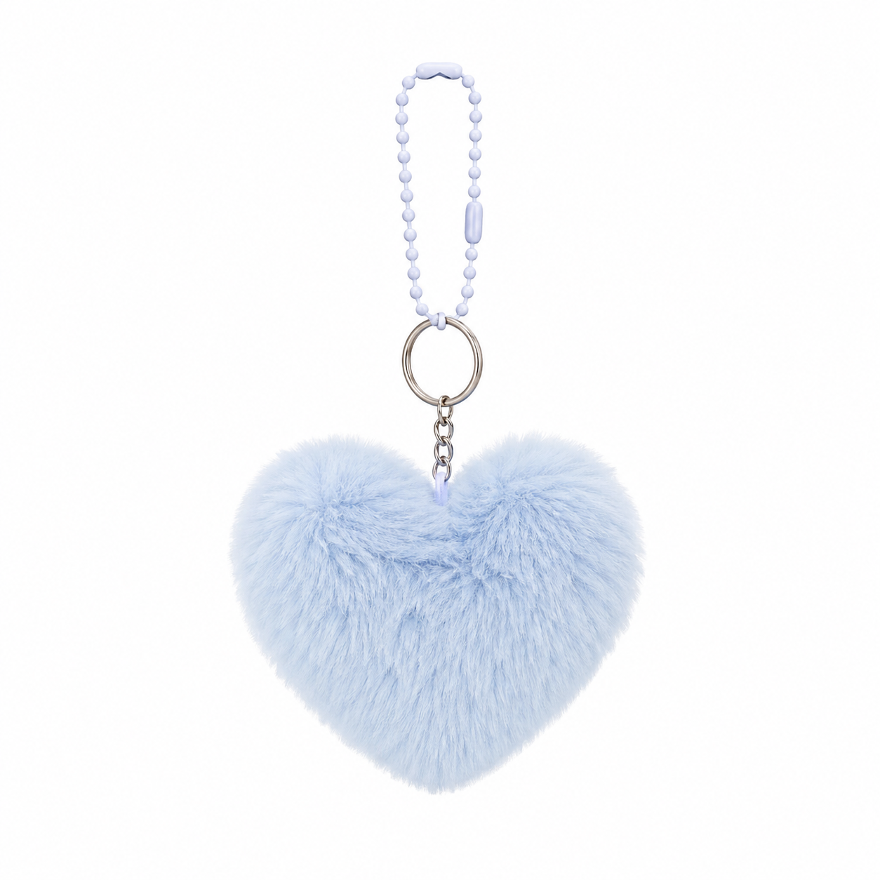 Blue Fluffy Heart Bag Charm Keychain