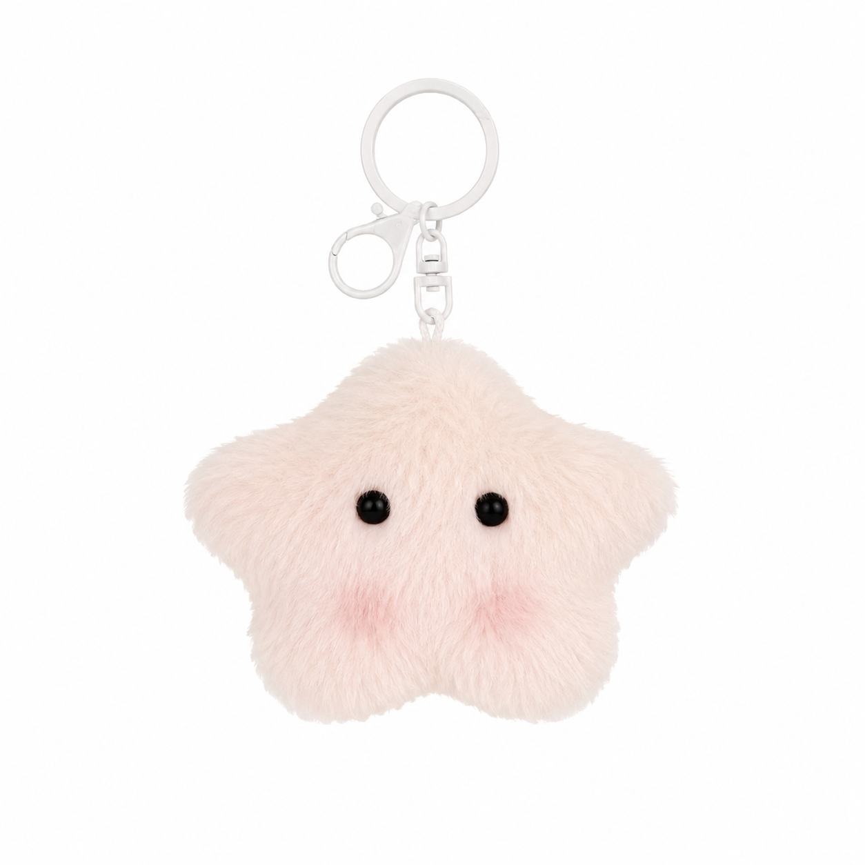 Pink Fluffy Star Bag Charm Keychain