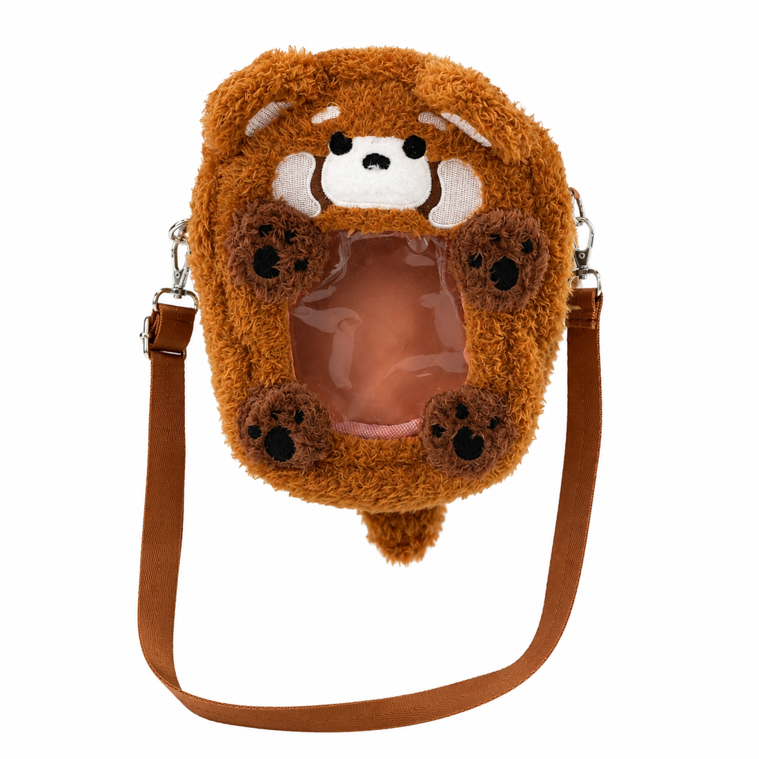 Brown Puppy Plush Ita Crossbody Bag