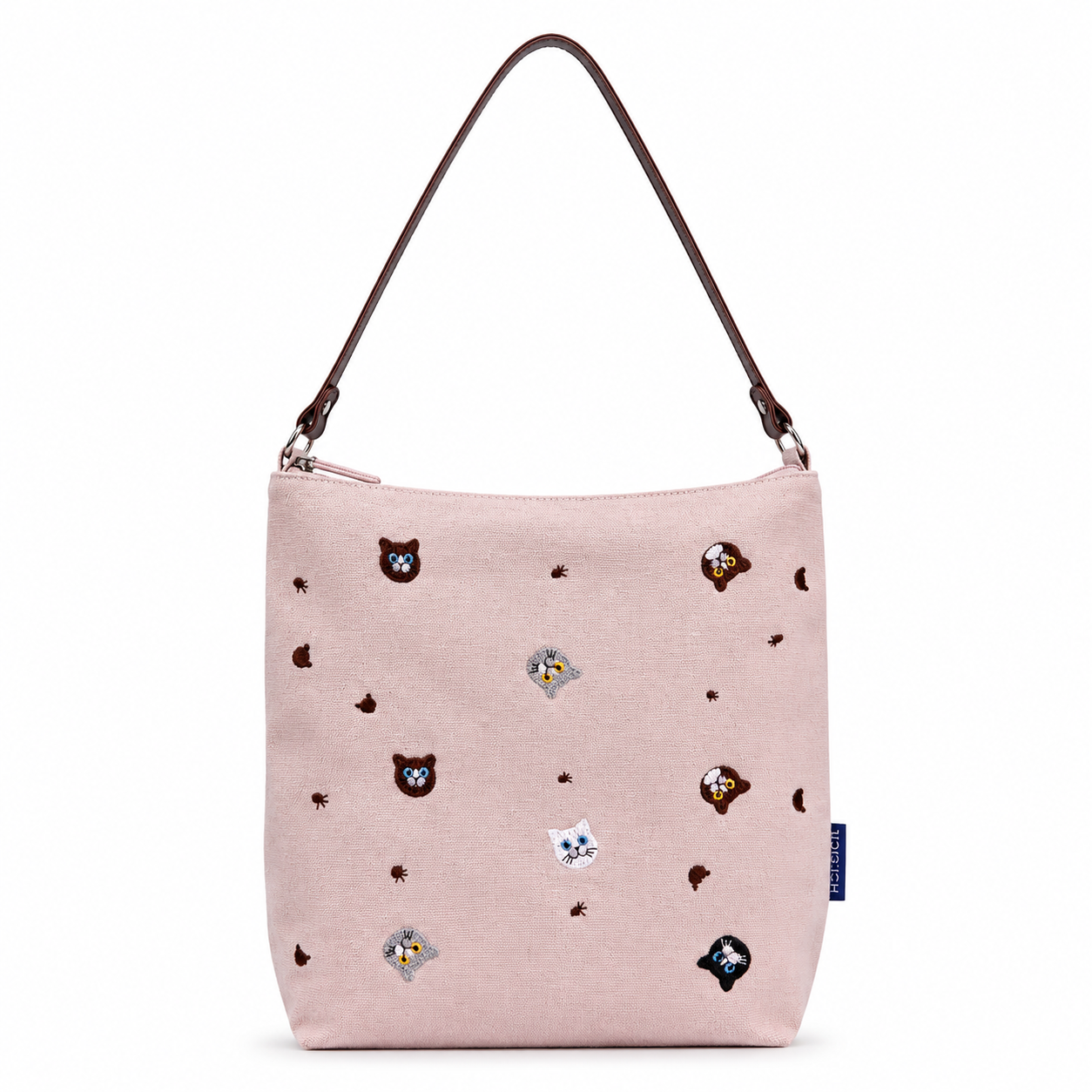 Embroidered Cat Shoulder Bag