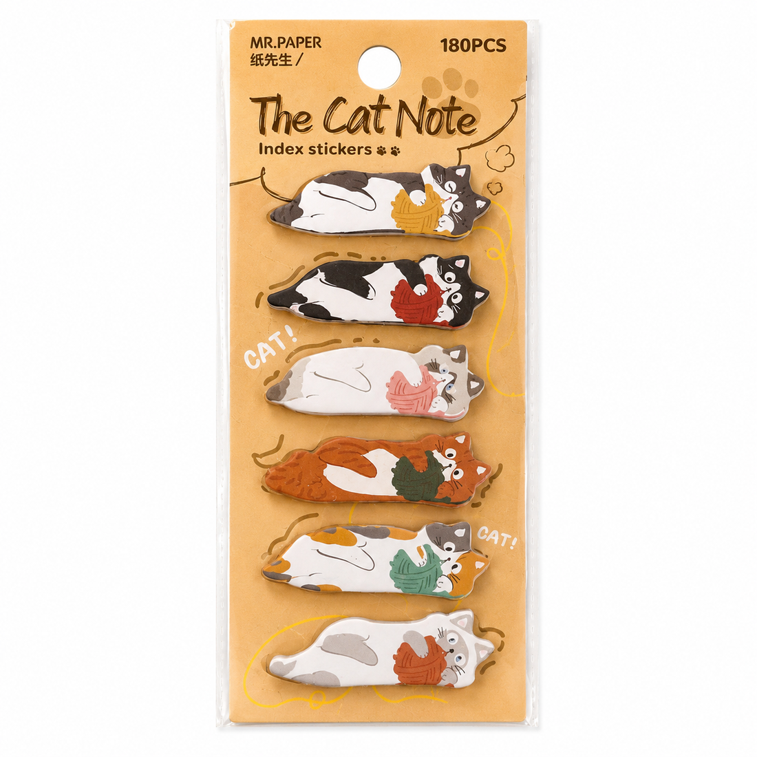 Cat Note Yarn Index Stickers