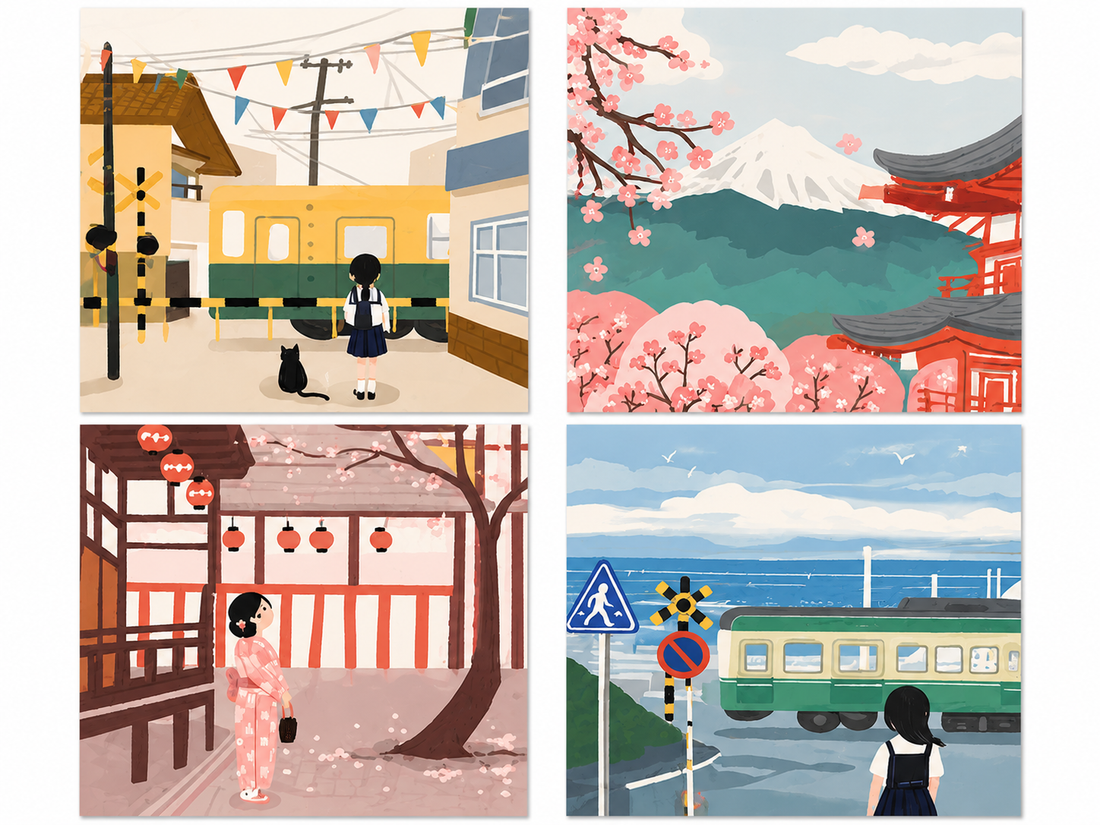 Japanese Spring Scene Sticky Memo Set