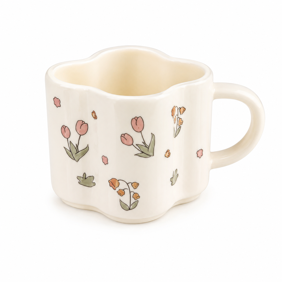 Floral Scalloped Ceramic Mug