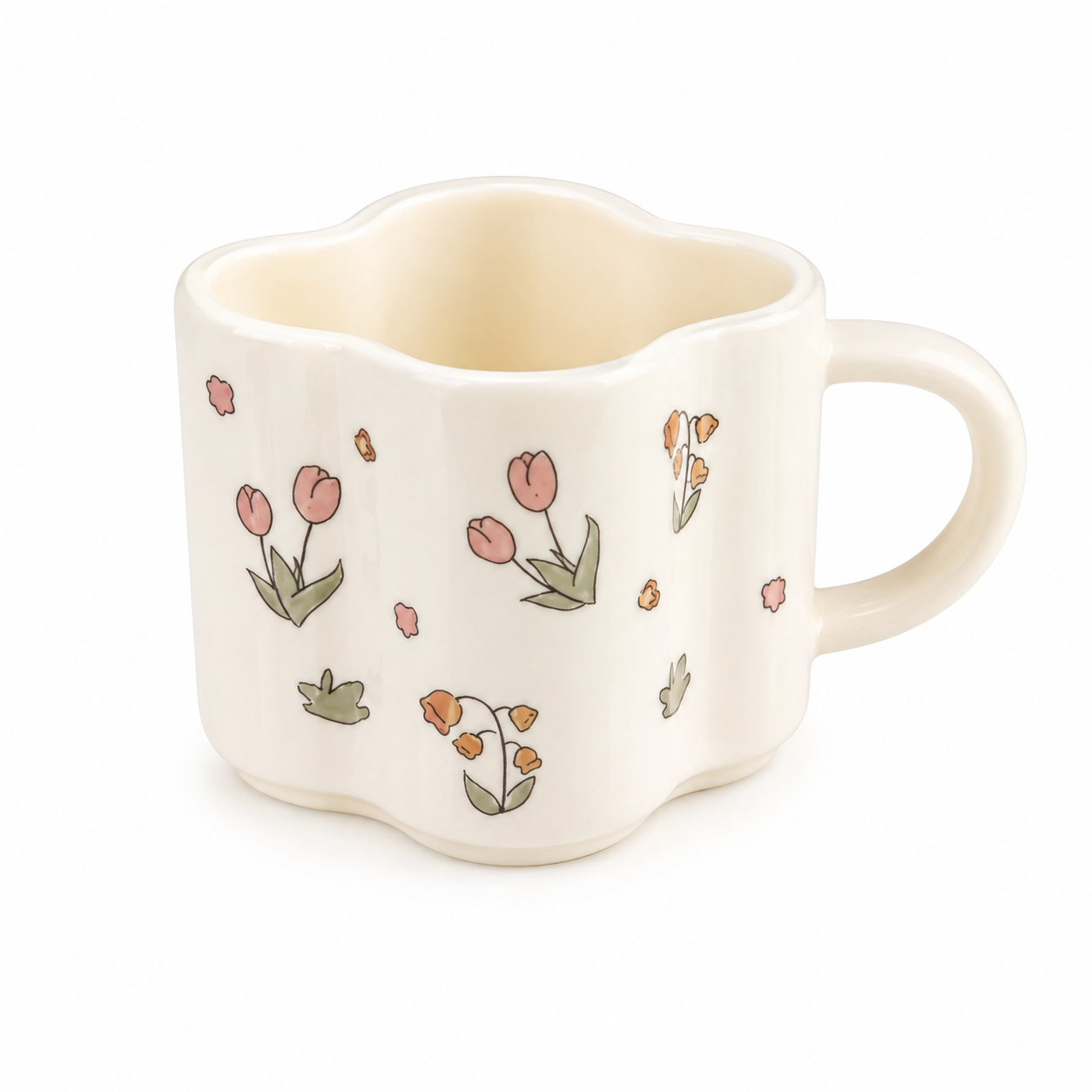 Floral Scalloped Ceramic Mug